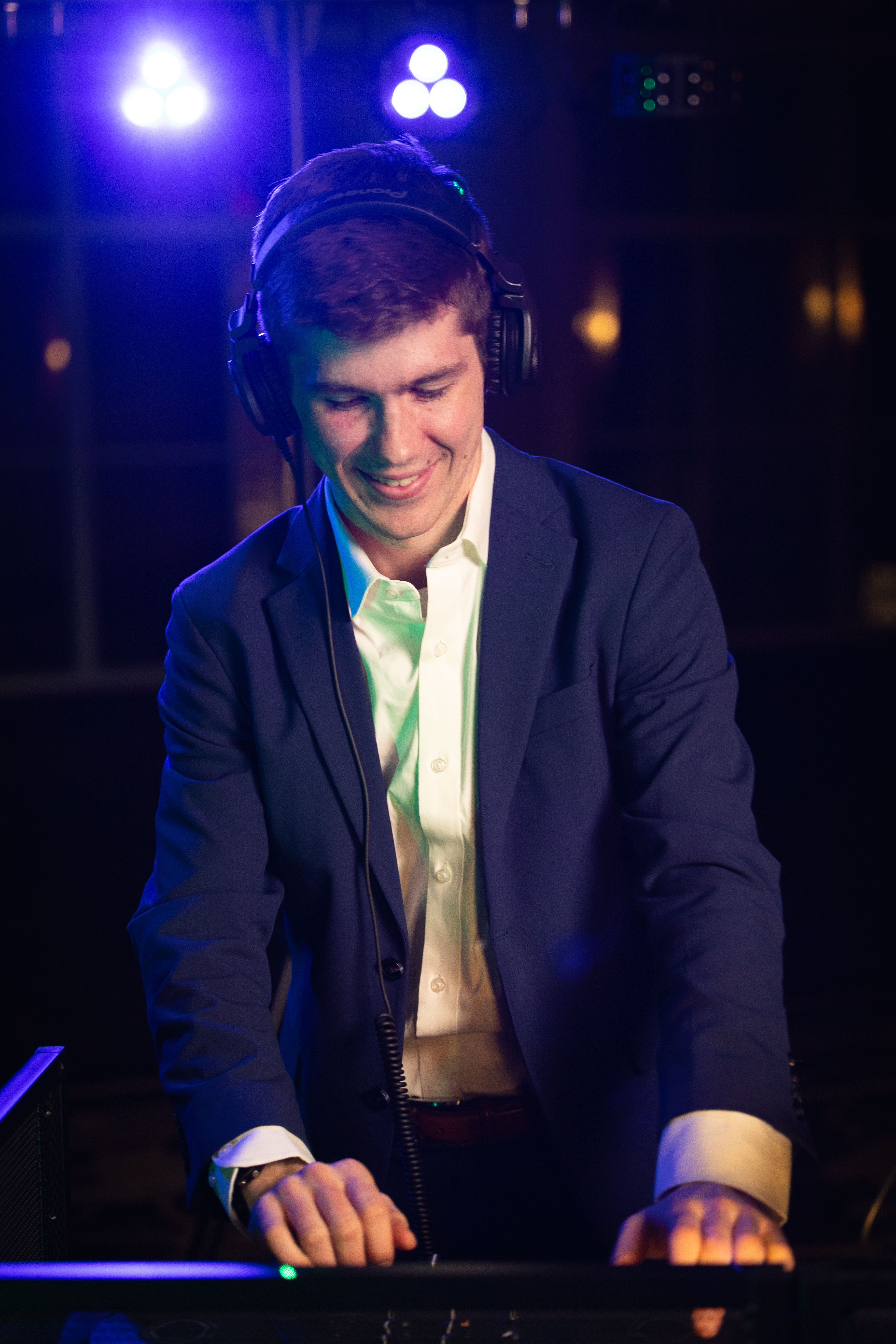 DJ at work, smiling