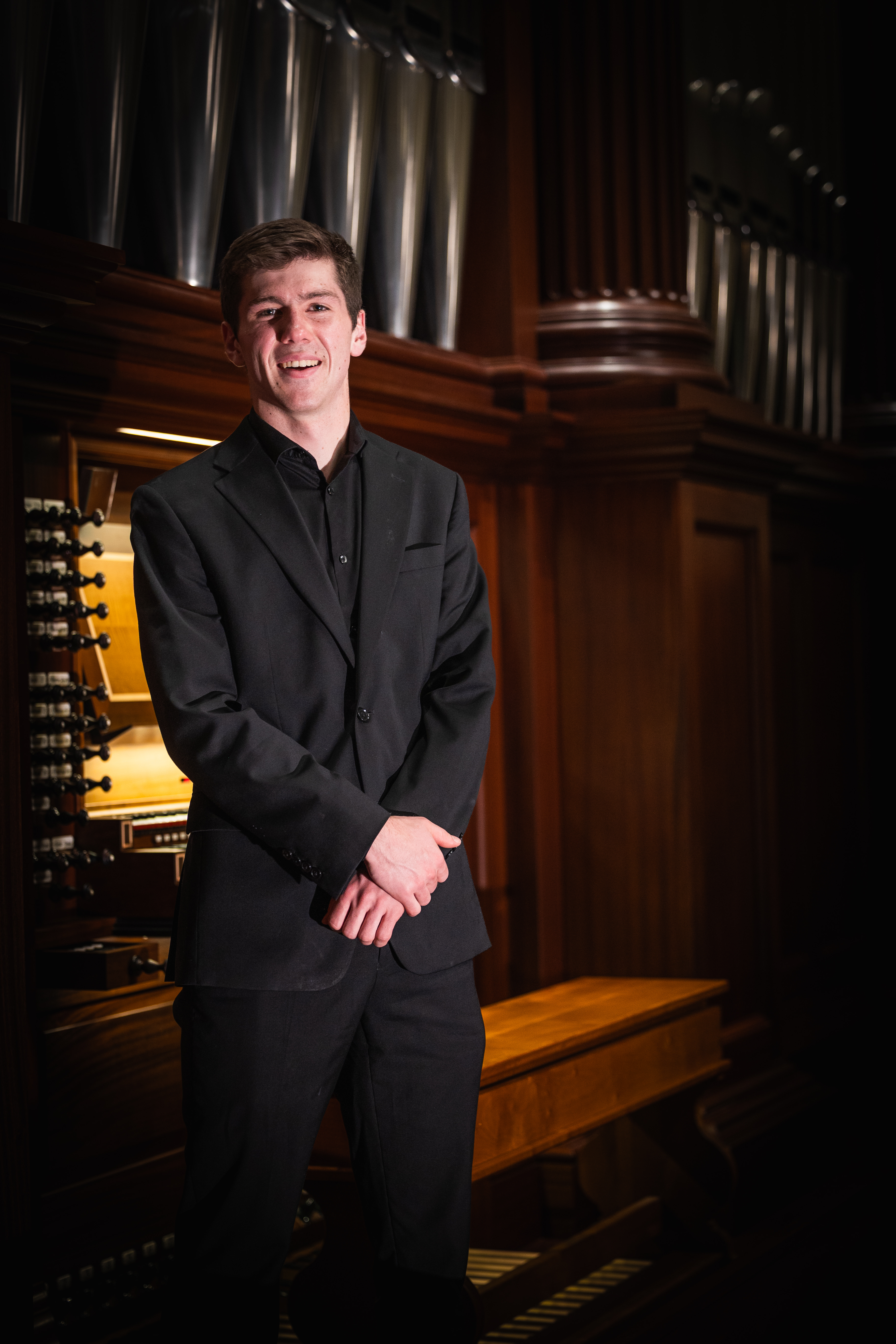 Connor at the pipe organ